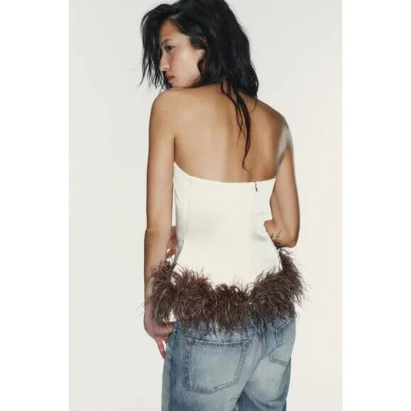 ZARA FEATHER BANDEAU TOP - Picture 3 of 8